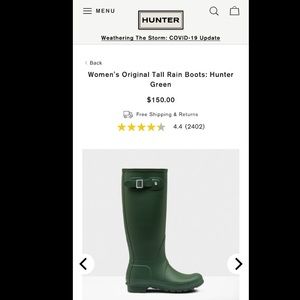 Hunter Green Women’s Rainboots